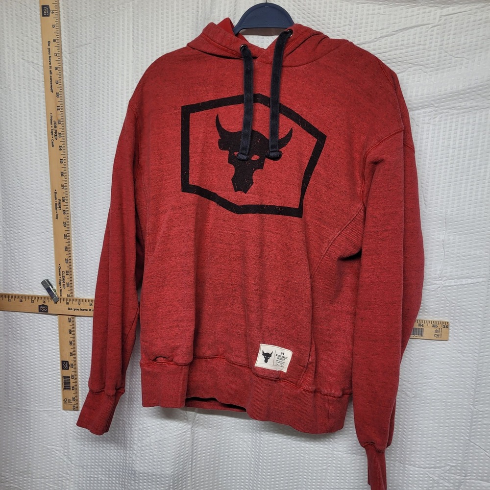 Under Armour Project Rock Brahma Bull Hoodie Mens Medium Red Sweatshirt